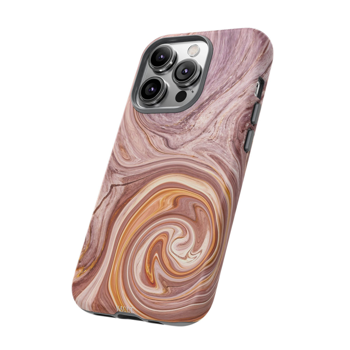 Marble Swirl Phone Case — Pink & Gold Abstract Tough Case