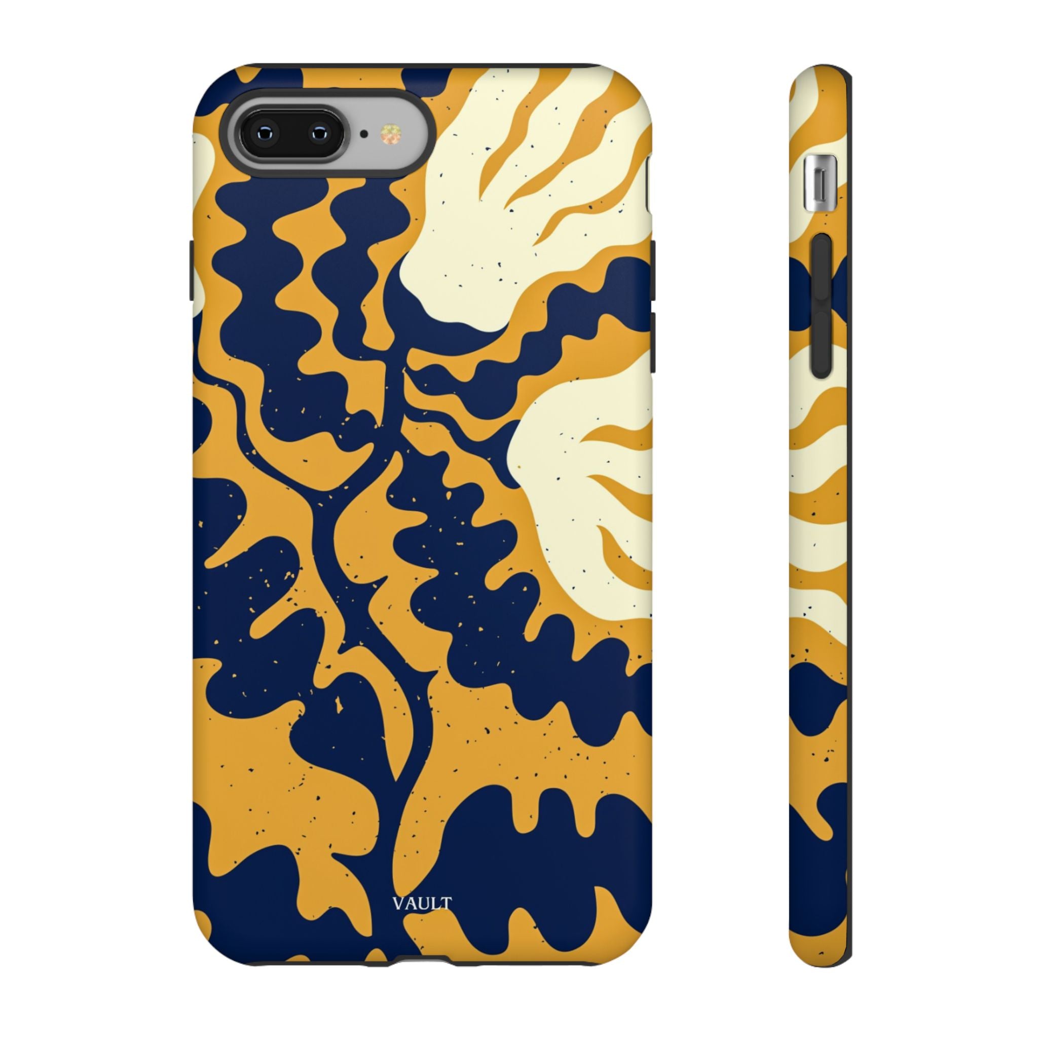 Bold Abstract Floral Phone Case (Navy & Mustard)