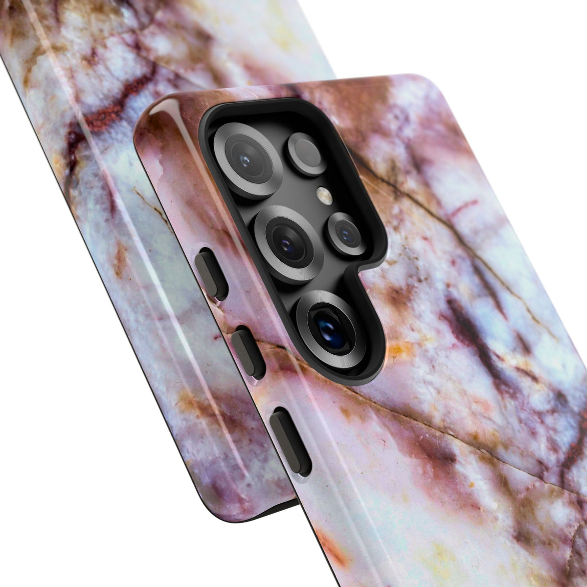 Marble Vein Tough Phone Case — Pink Quartz Protective Cover