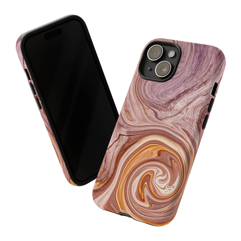 Marble Swirl Phone Case — Pink & Gold Abstract Tough Case