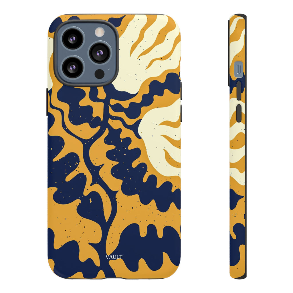 Bold Abstract Floral Phone Case (Navy & Mustard)