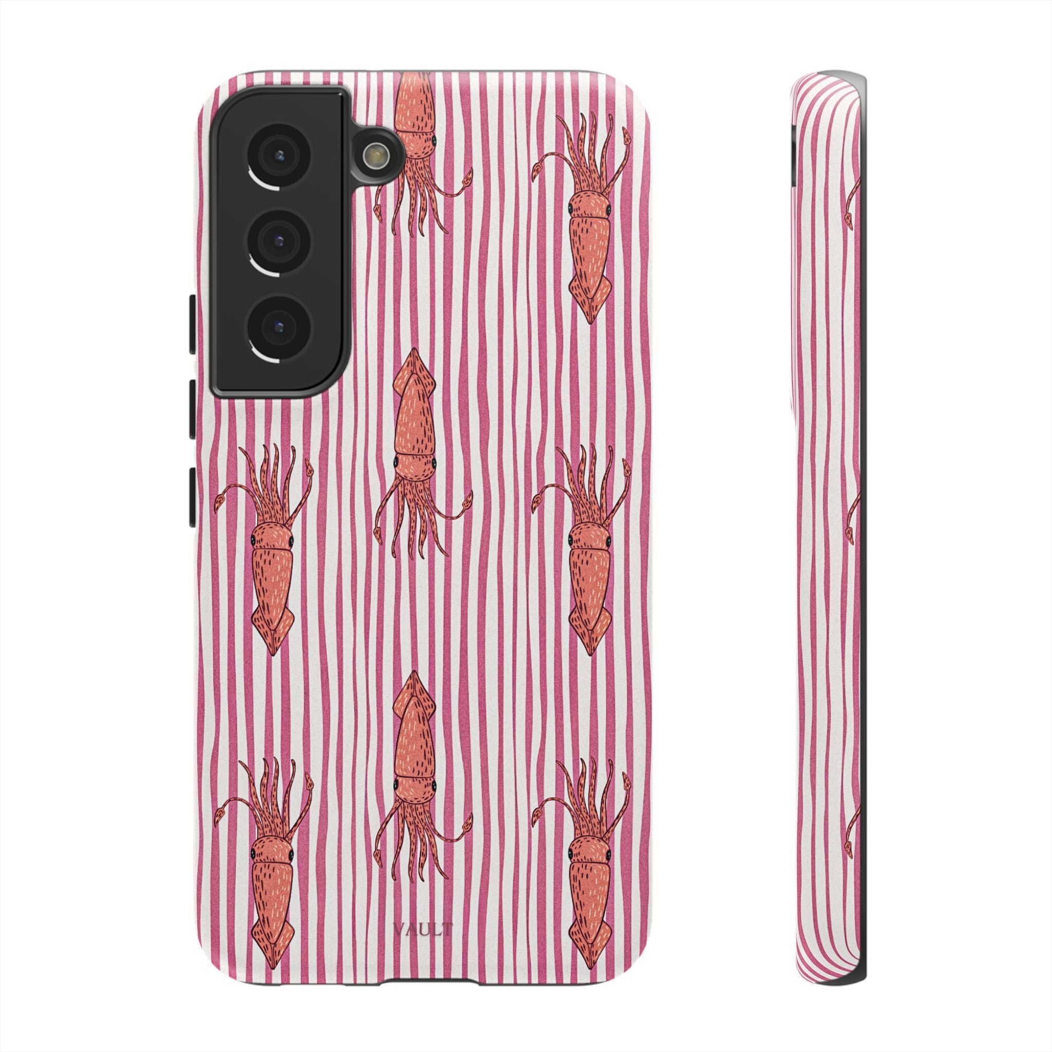 Squid Stripe Phone Case — Pink Nautical Sea Creature Pattern