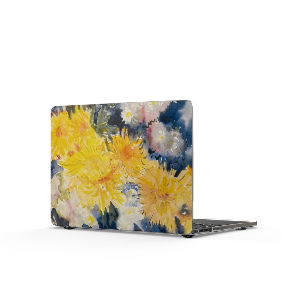 Clear MacBook Case — Watercolor Yellow Chrysanthemums Floral Laptop Cover