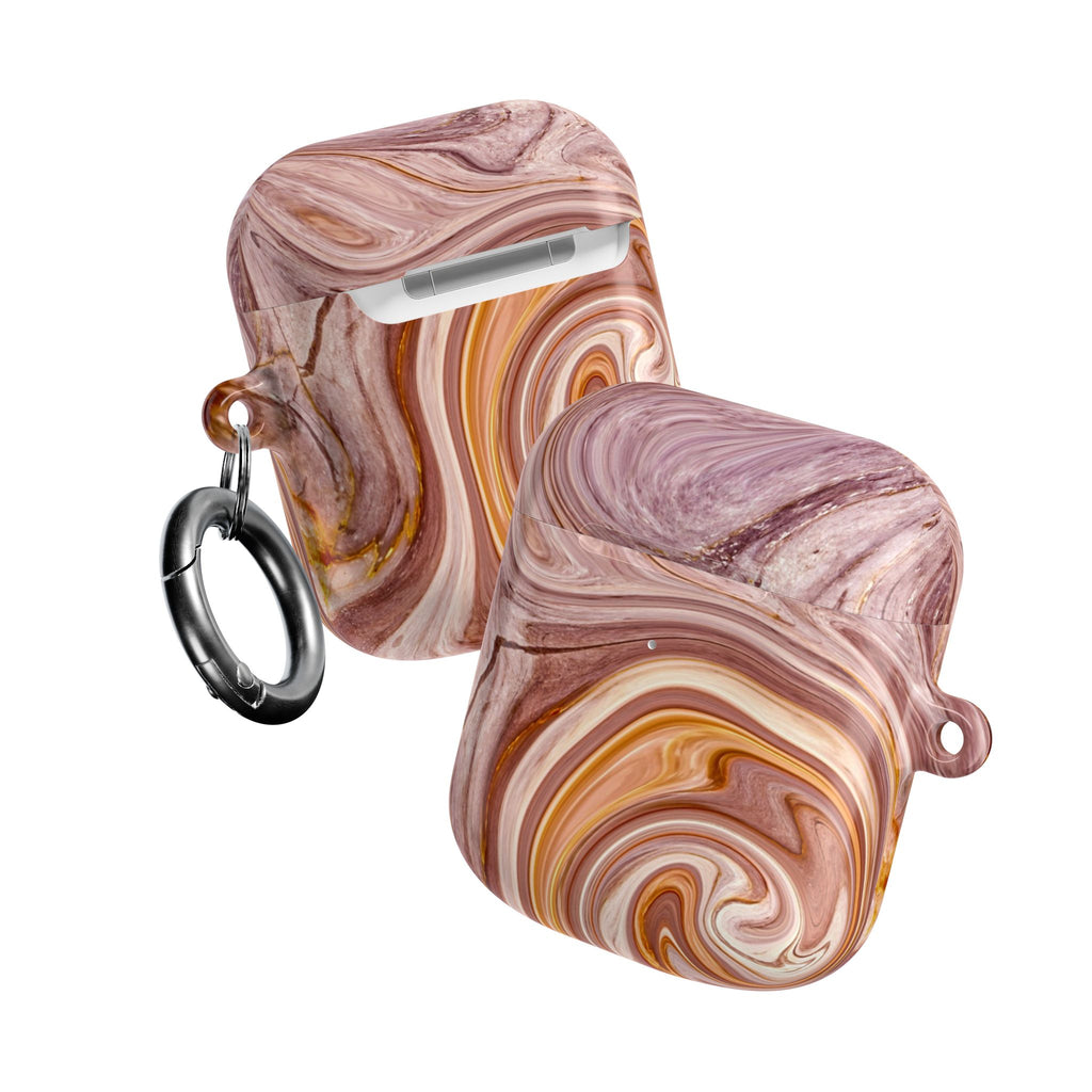 Marble Swirl AirPod Case — Pink & Gold Abstract Protective Cover