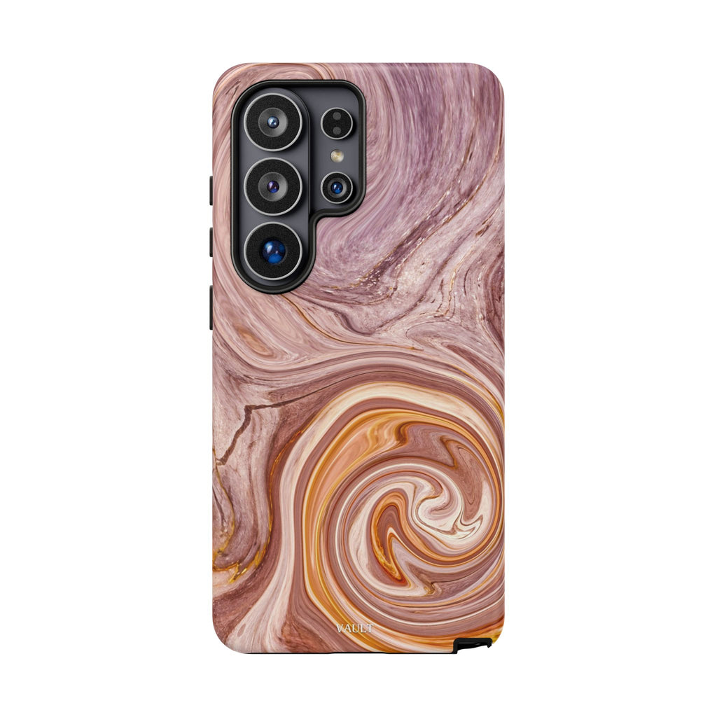 Marble Swirl Phone Case — Pink & Gold Abstract Tough Case