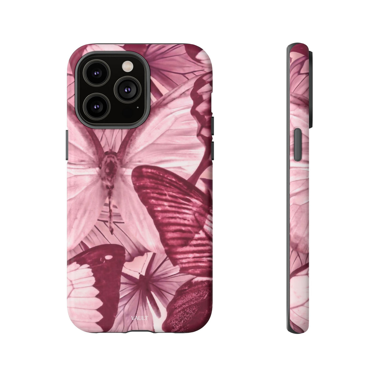 Butterfly Tough Phone Case — Vintage Pink Floral Protective Cover