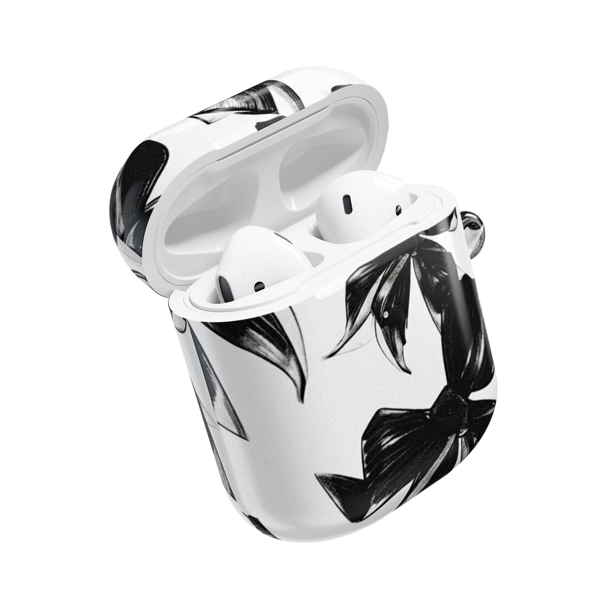 Floral Noir AirPod Case — Black & White Botanical Protective Cover