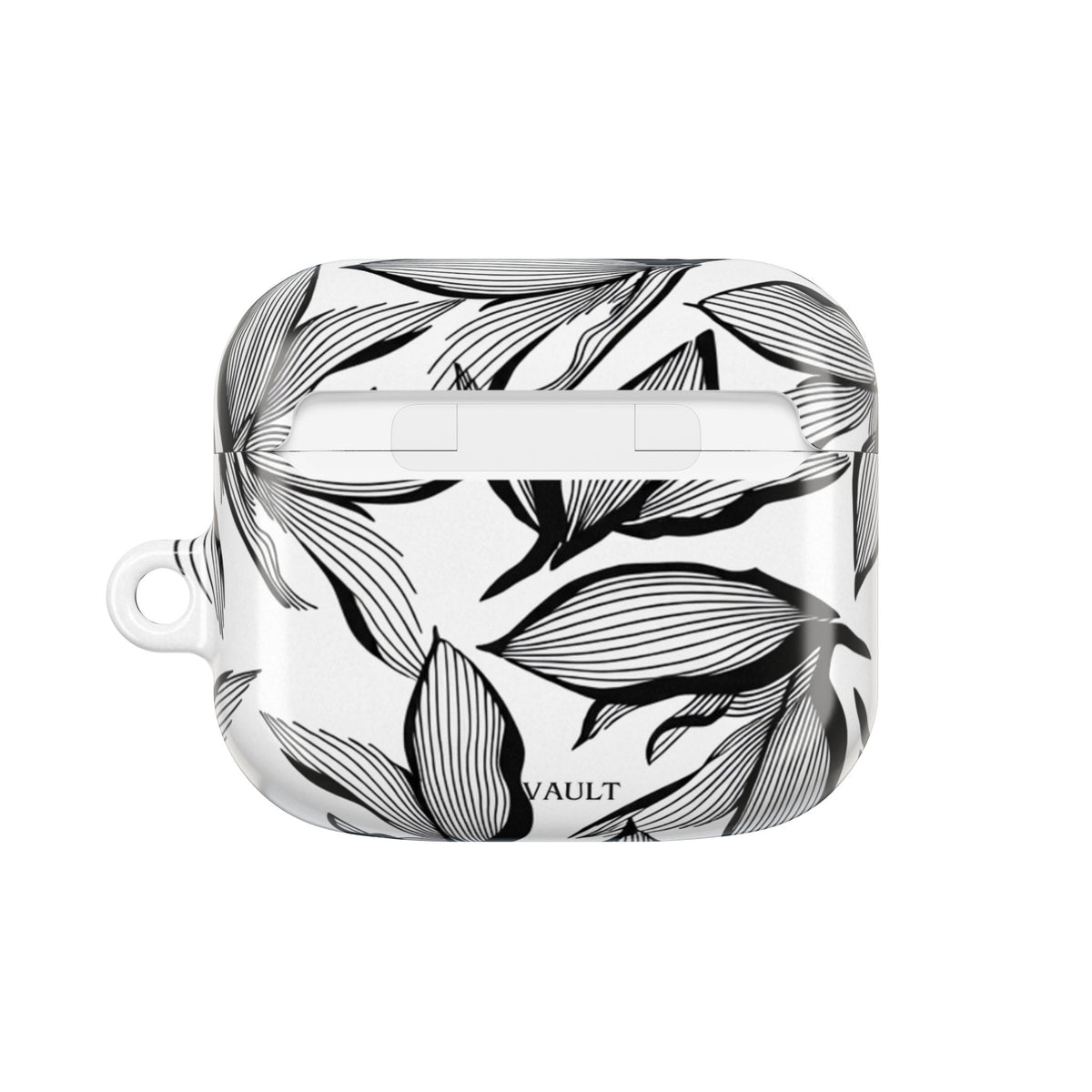 Floral Monochrome AirPod Case — Black & White Leaf Pattern