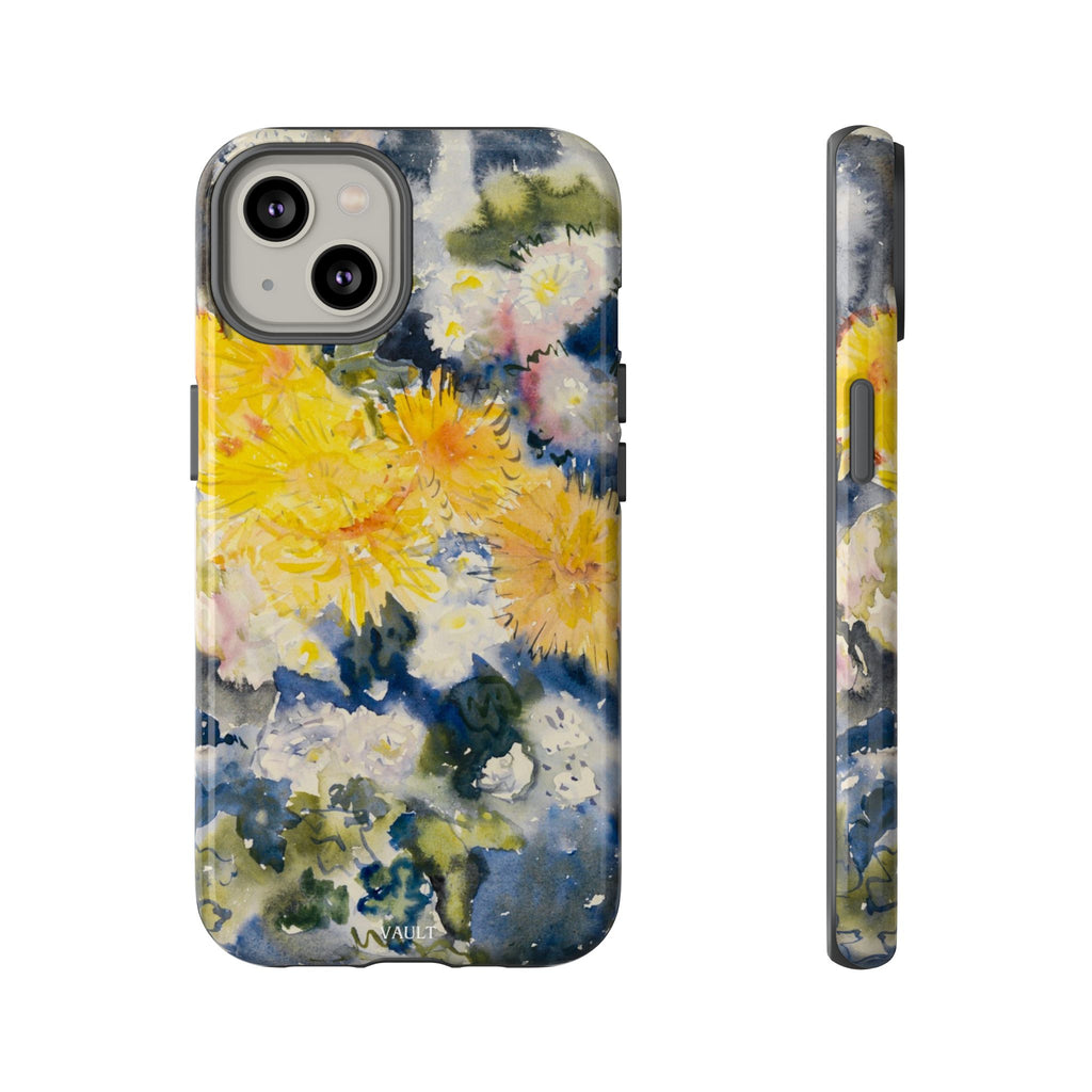 Floral Watercolor Phone Case – Yellow Chrysanthemums Design
