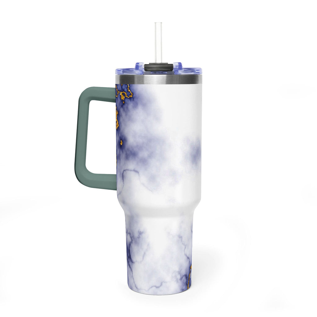 40oz Marble Thermal Tumbler - Blue & Gold Veined Vacuum Cup
