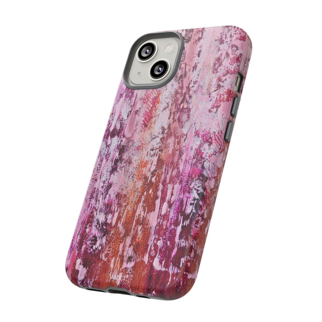 Pink Abstract Art Tough Phone Case — Protective Artistic Phone Cover