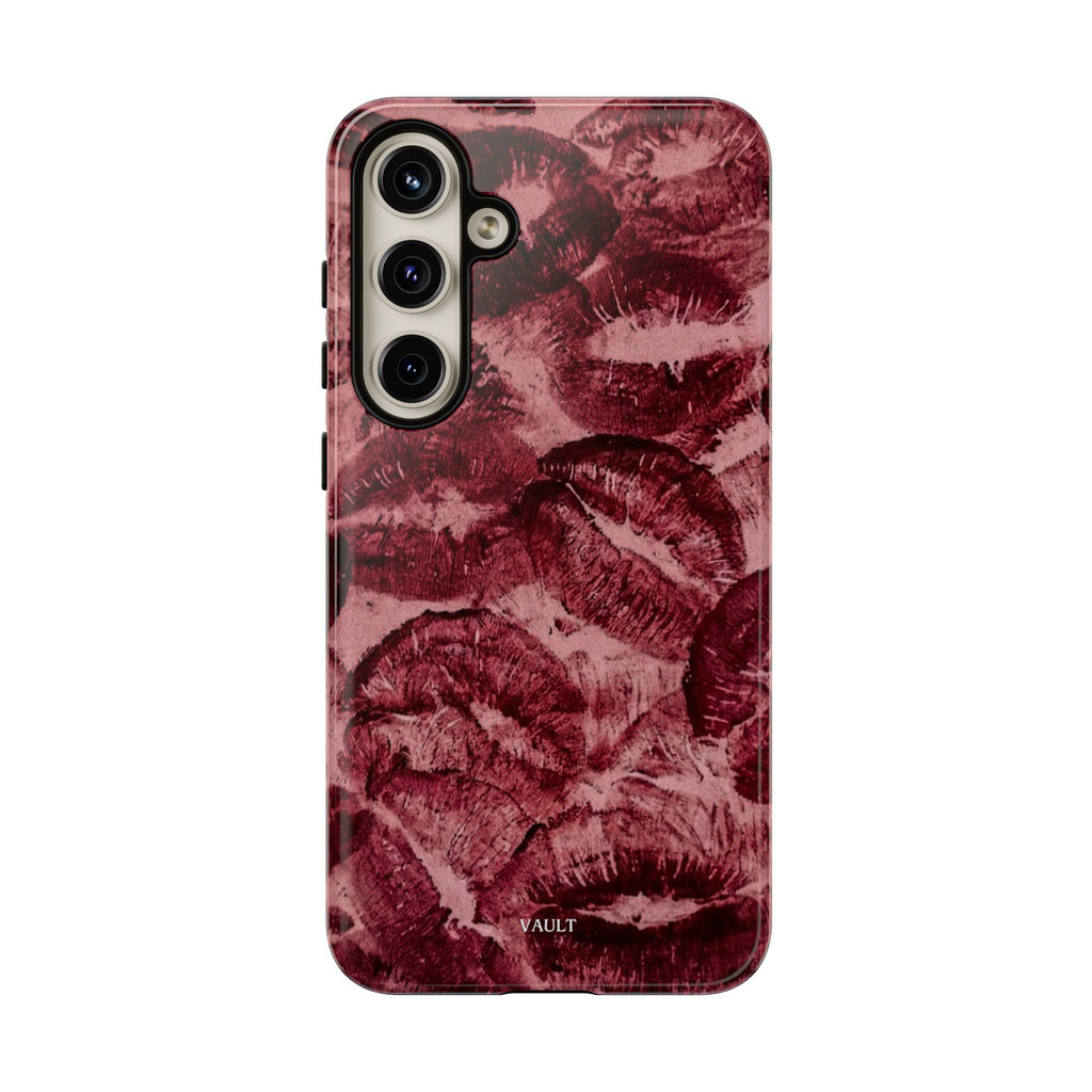 Kiss Print Phone Case – Burgundy Lip Pattern Protective Phone Cover