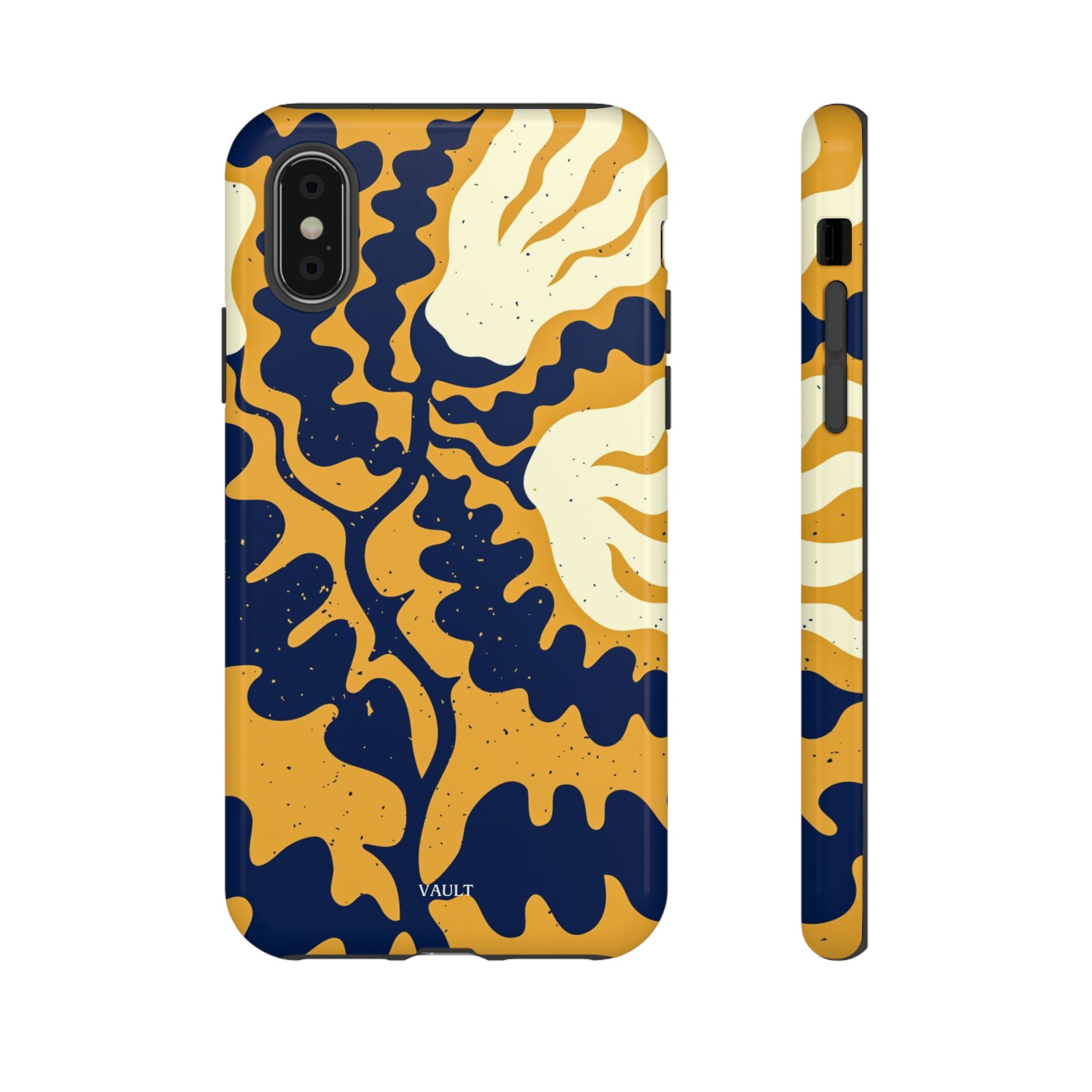Bold Abstract Floral Phone Case (Navy & Mustard)