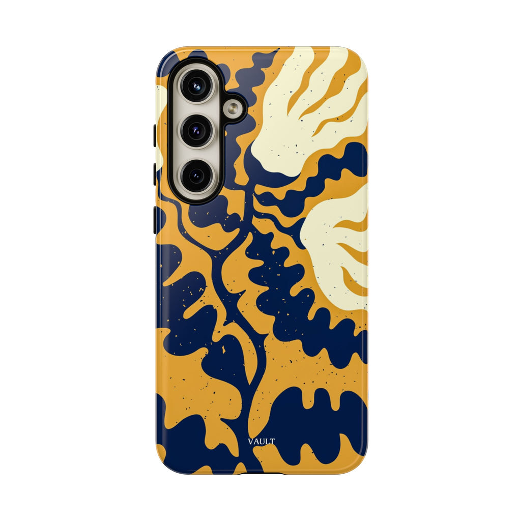 Bold Abstract Floral Phone Case (Navy & Mustard)