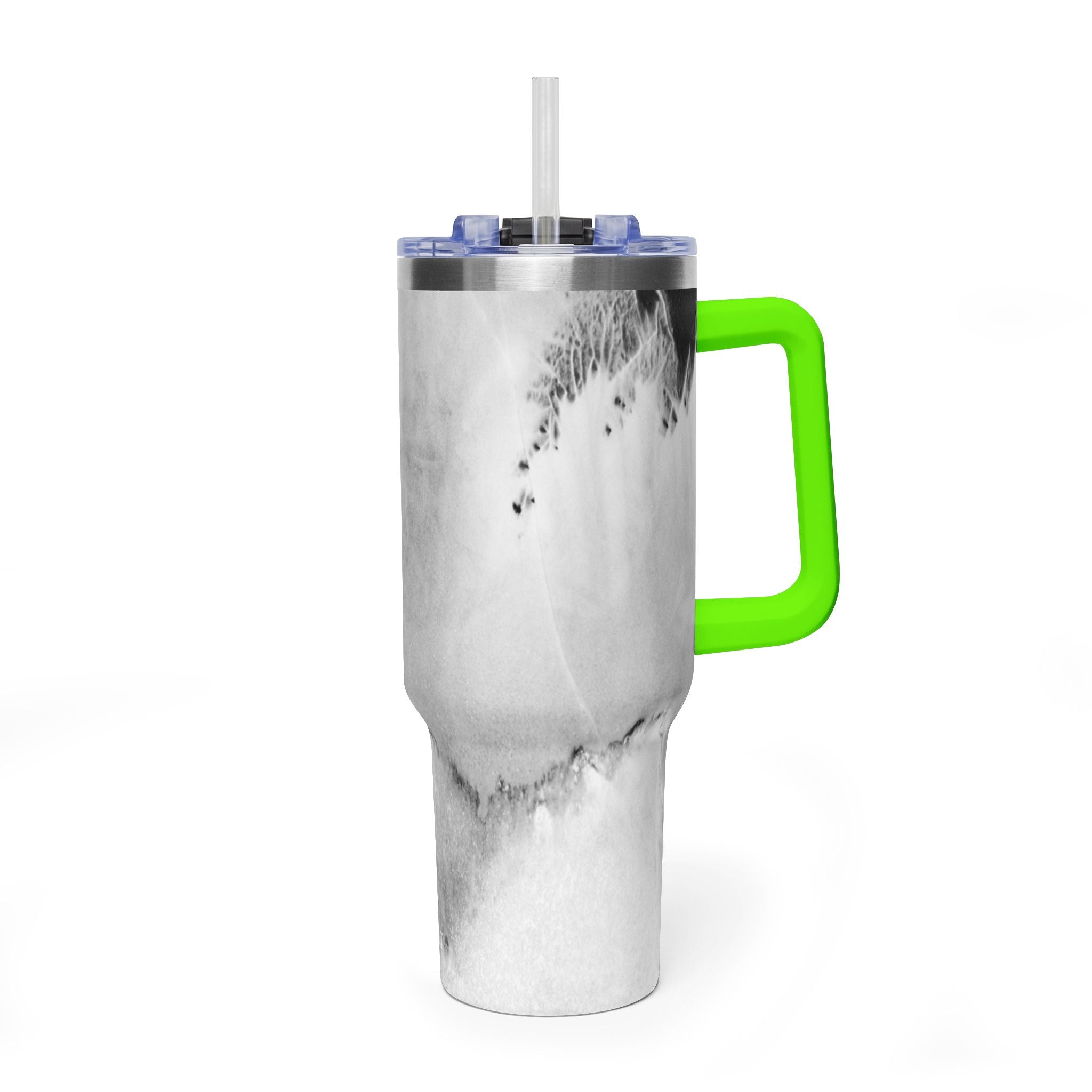 40oz Marble Vacuum Tumbler — Insulated Travel Mug with Handle