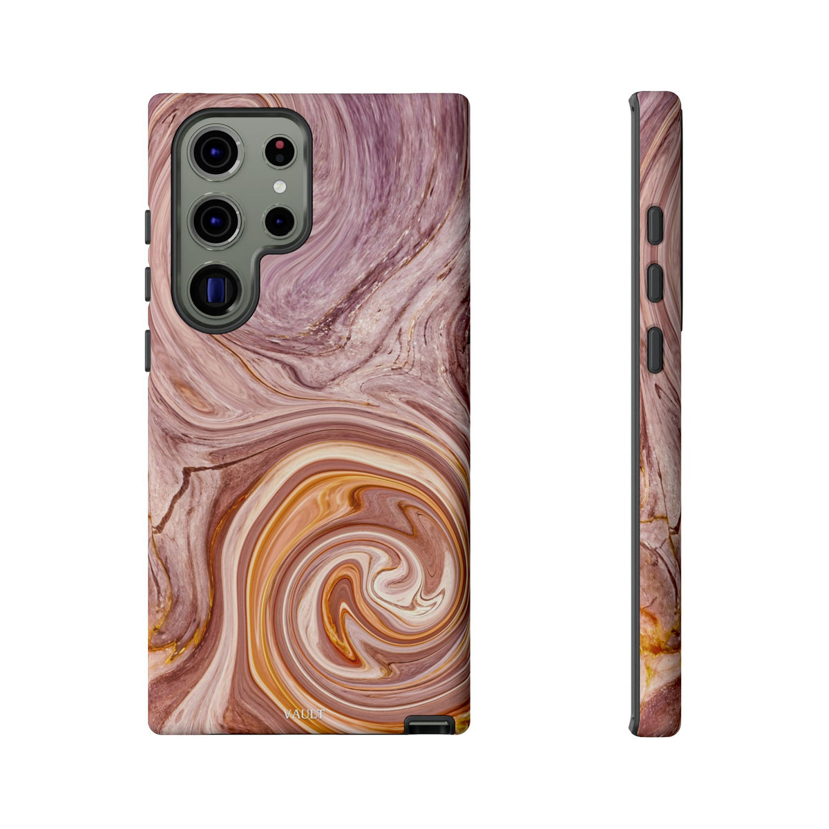 Marble Swirl Phone Case — Pink & Gold Abstract Tough Case