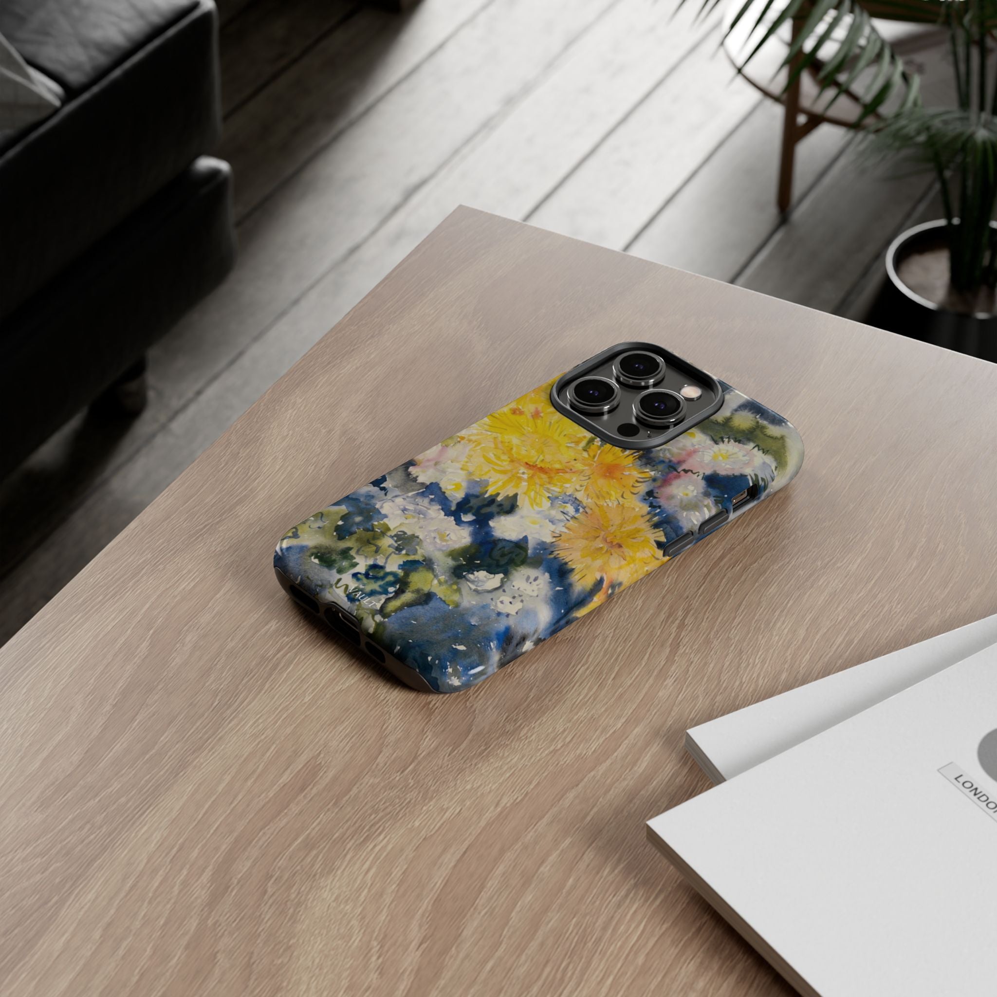 Floral Watercolor Phone Case – Yellow Chrysanthemums Design