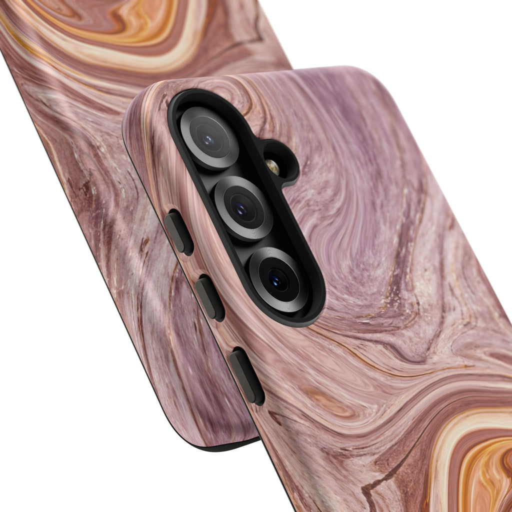 Marble Swirl Phone Case — Pink & Gold Abstract Tough Case