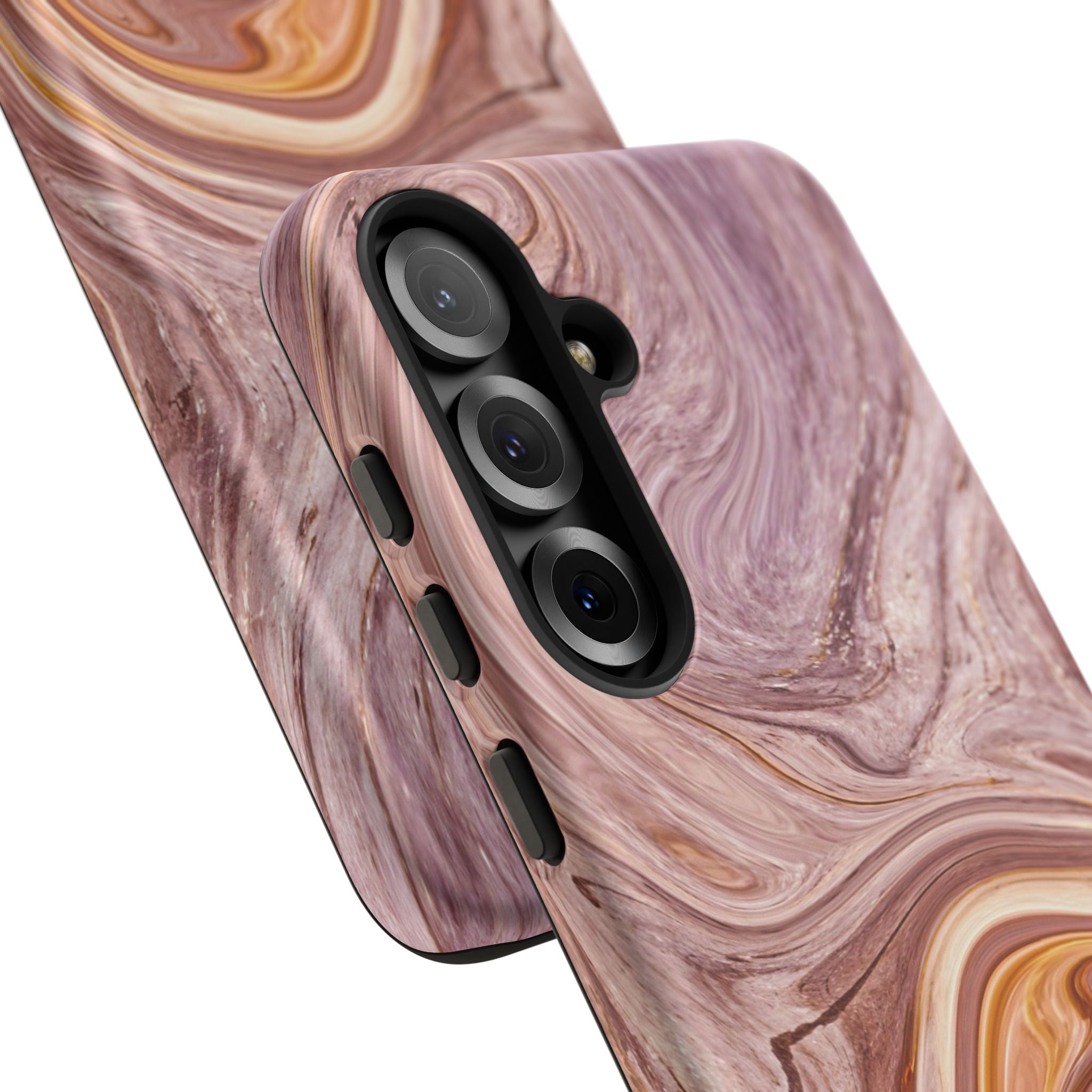 Marble Swirl Phone Case — Pink & Gold Abstract Tough Case