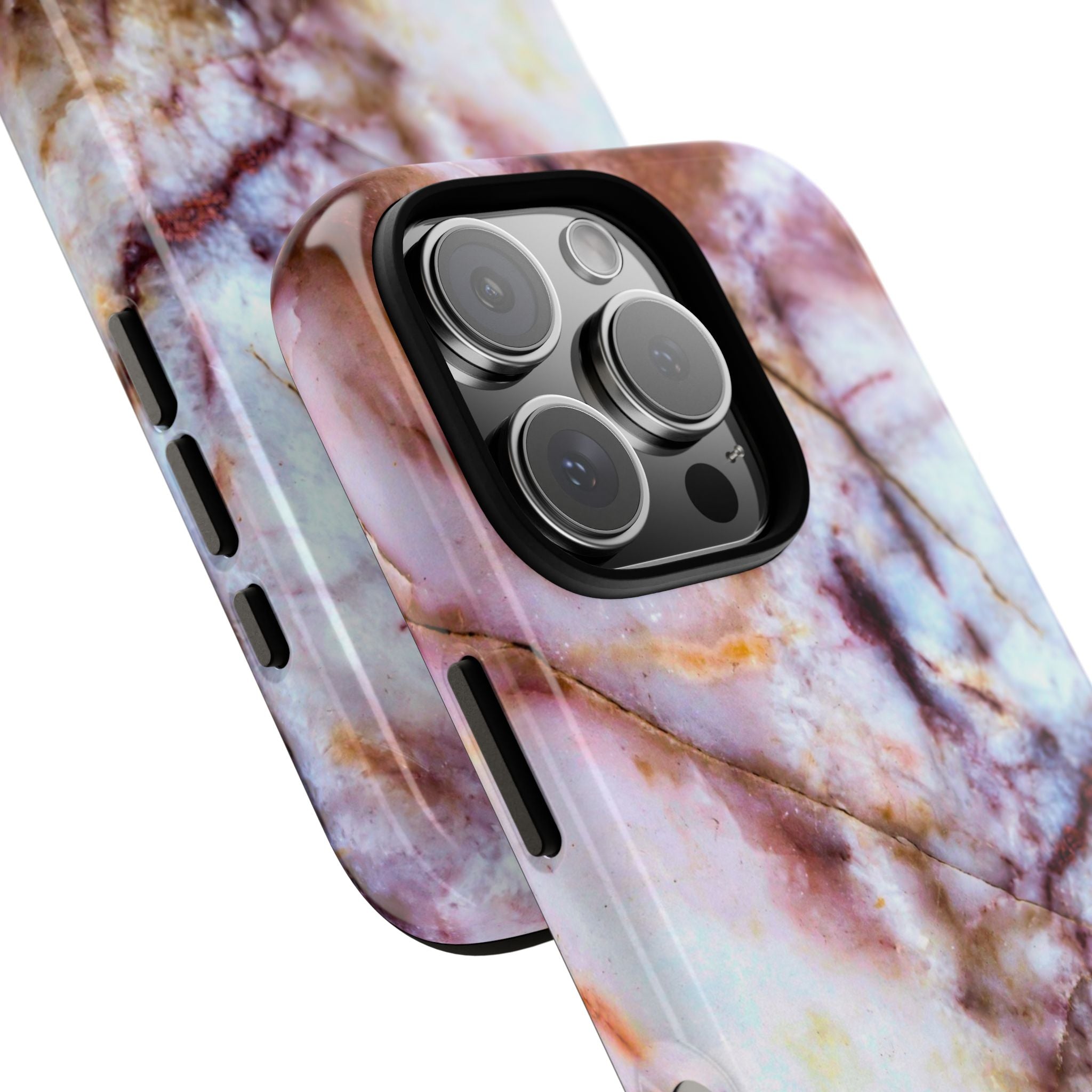 Marble Vein Tough Phone Case — Pink Quartz Protective Cover