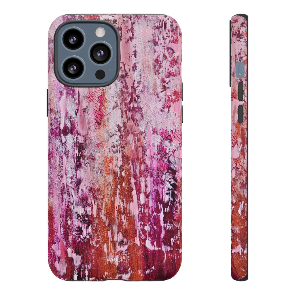 Pink Abstract Art Tough Phone Case — Protective Artistic Phone Cover