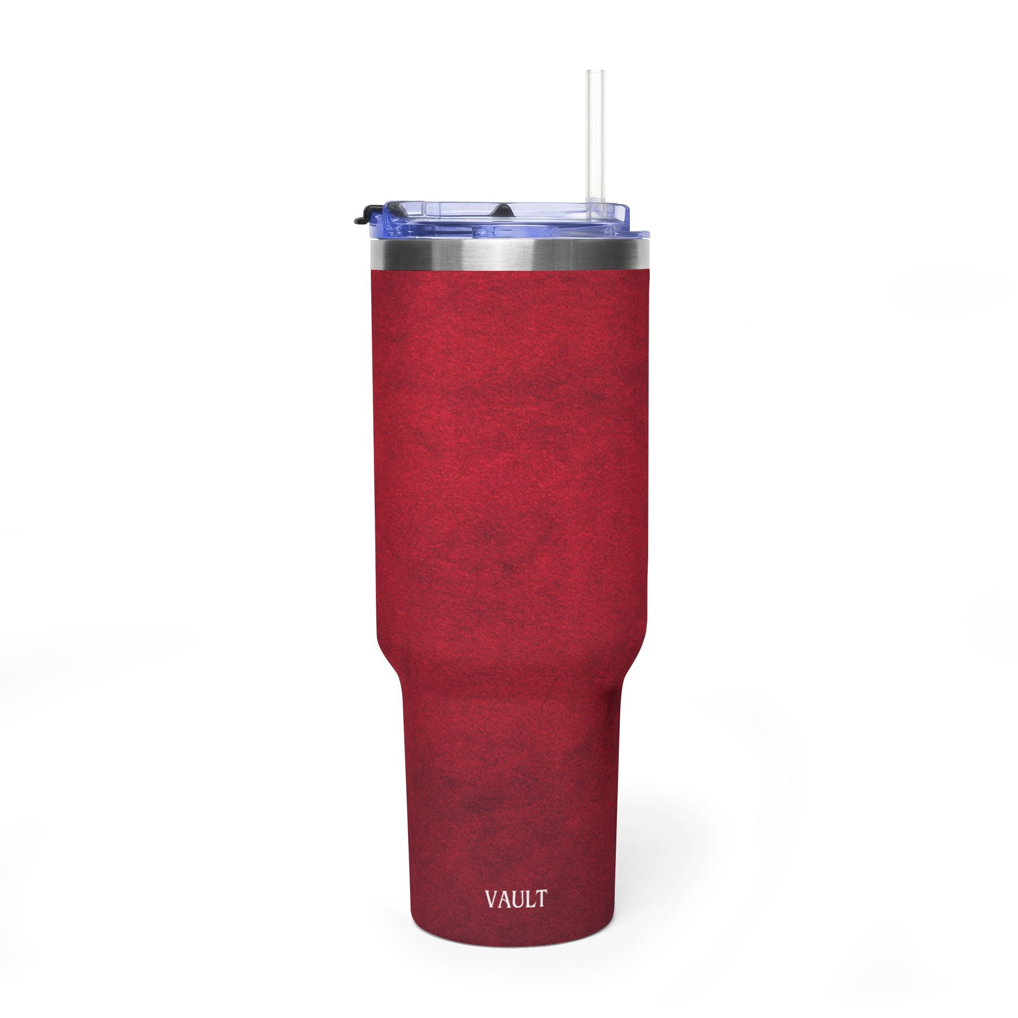 40oz Red Vacuum Tumbler – Insulated Travel Mug with Straw & Handle