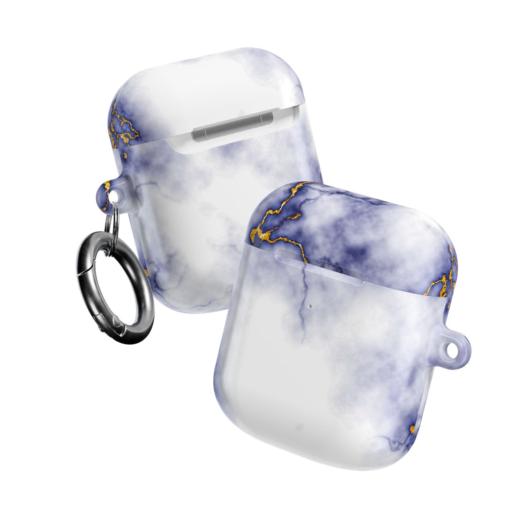 Marble Purple AirPod Case with Gold Veining — Elegant Protective Cover