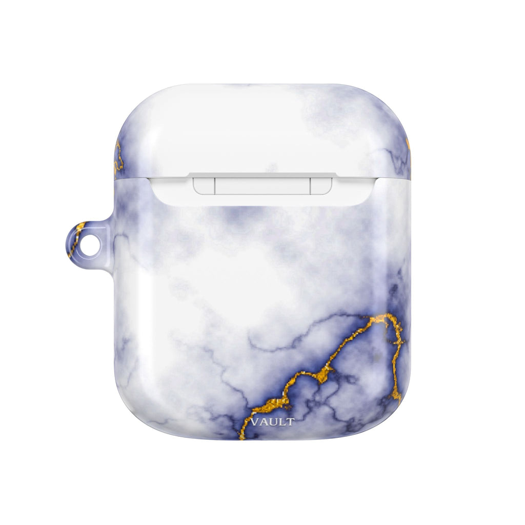 Marble Purple AirPod Case with Gold Veining — Elegant Protective Cover