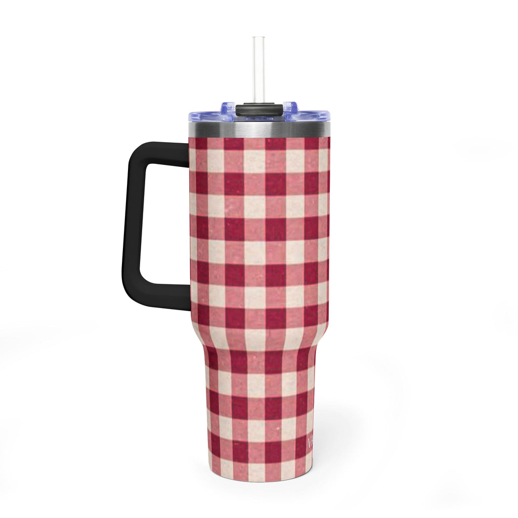 40oz Vacuum Tumbler — Red Buffalo Plaid Insulated Travel Mug
