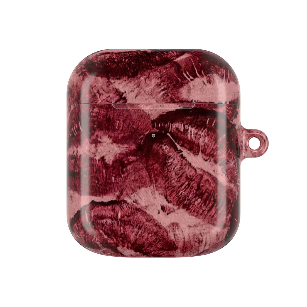 Maroon Kiss-Print AirPod Case