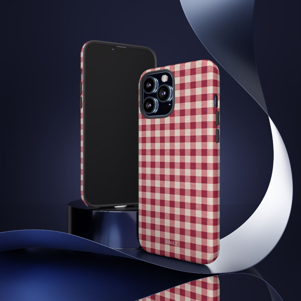 Gingham Phone Case — Red Plaid Tough Case