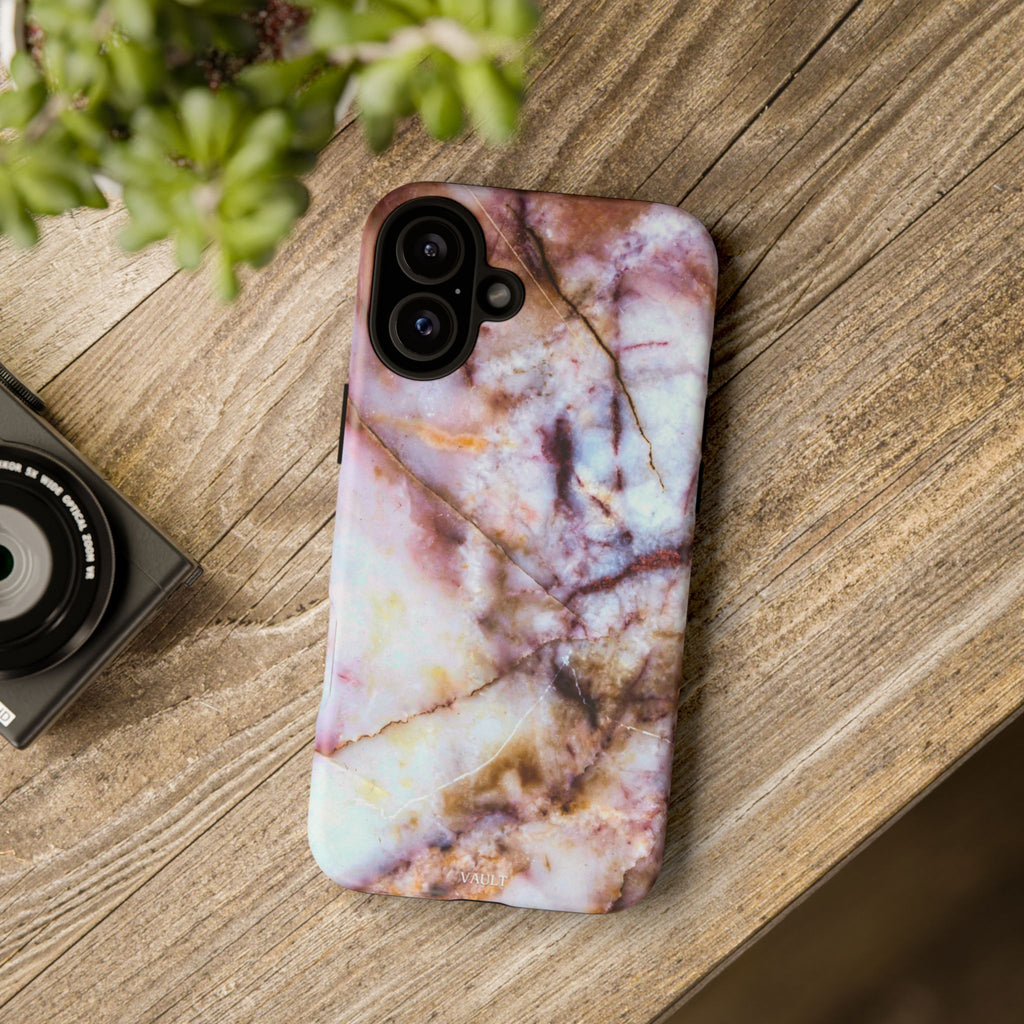 Marble Vein Tough Phone Case — Pink Quartz Protective Cover