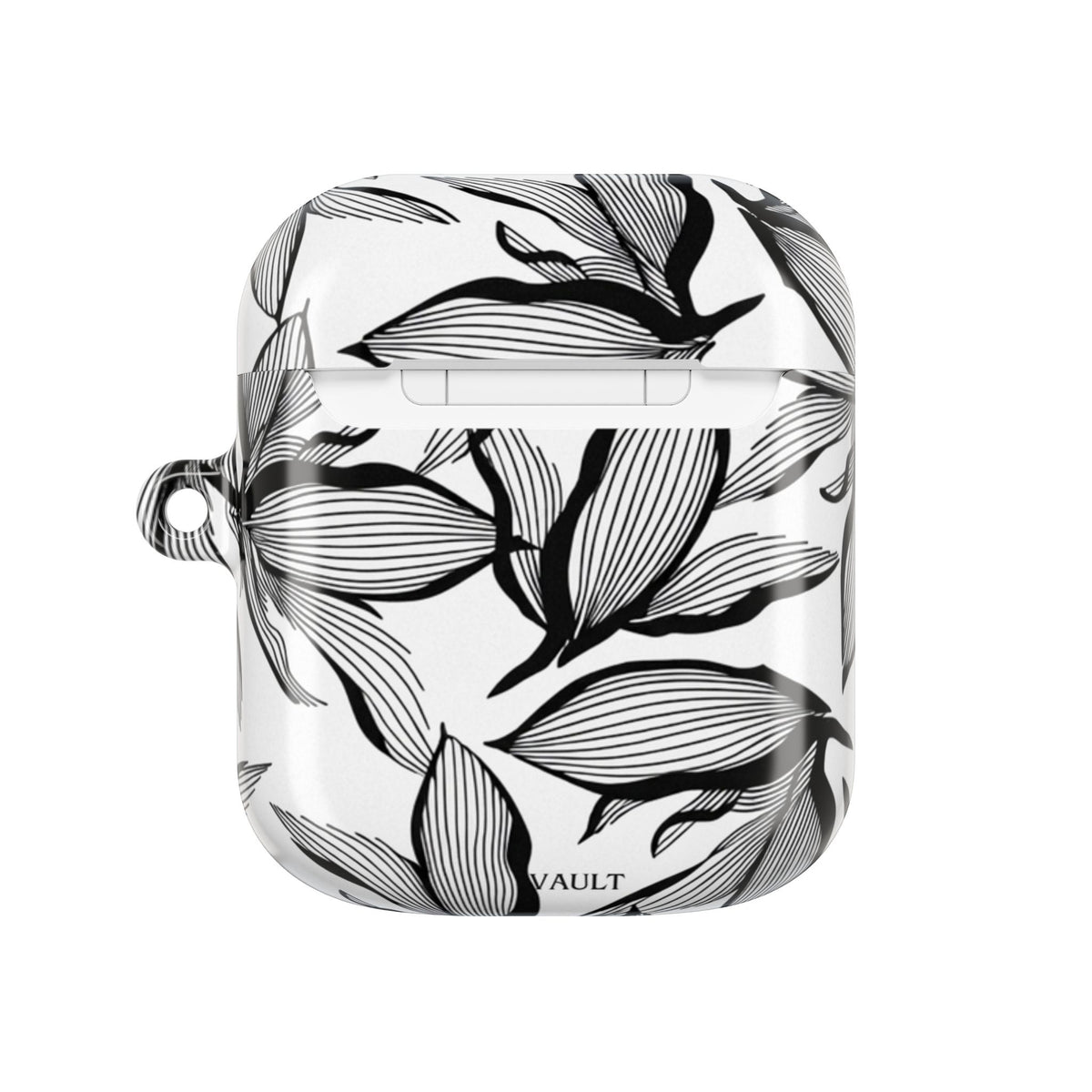 Floral Monochrome AirPod Case — Black & White Leaf Pattern