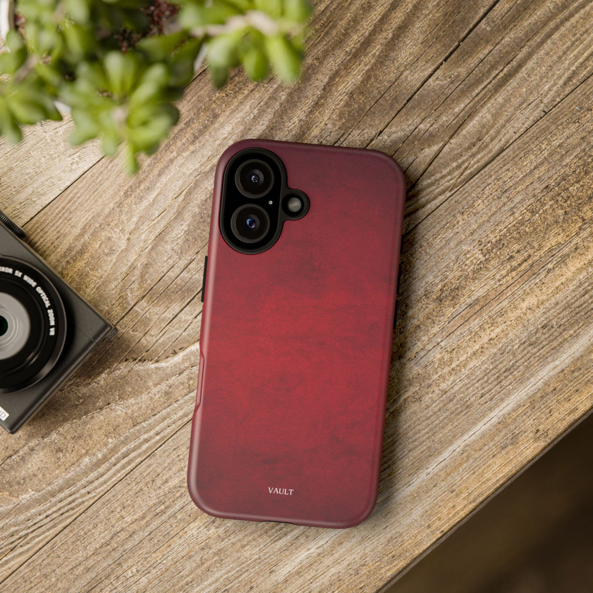 Red Leather Texture Phone Case Impact-Resistant Case