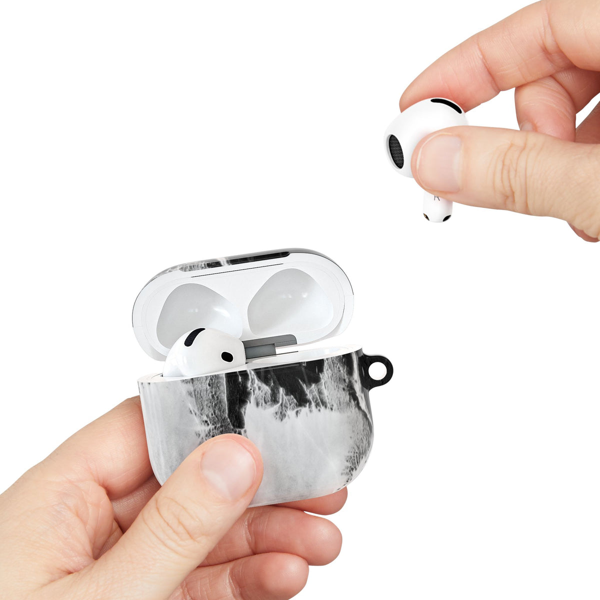 Marble Ink AirPod Case — Black & White Abstract Protective Cover