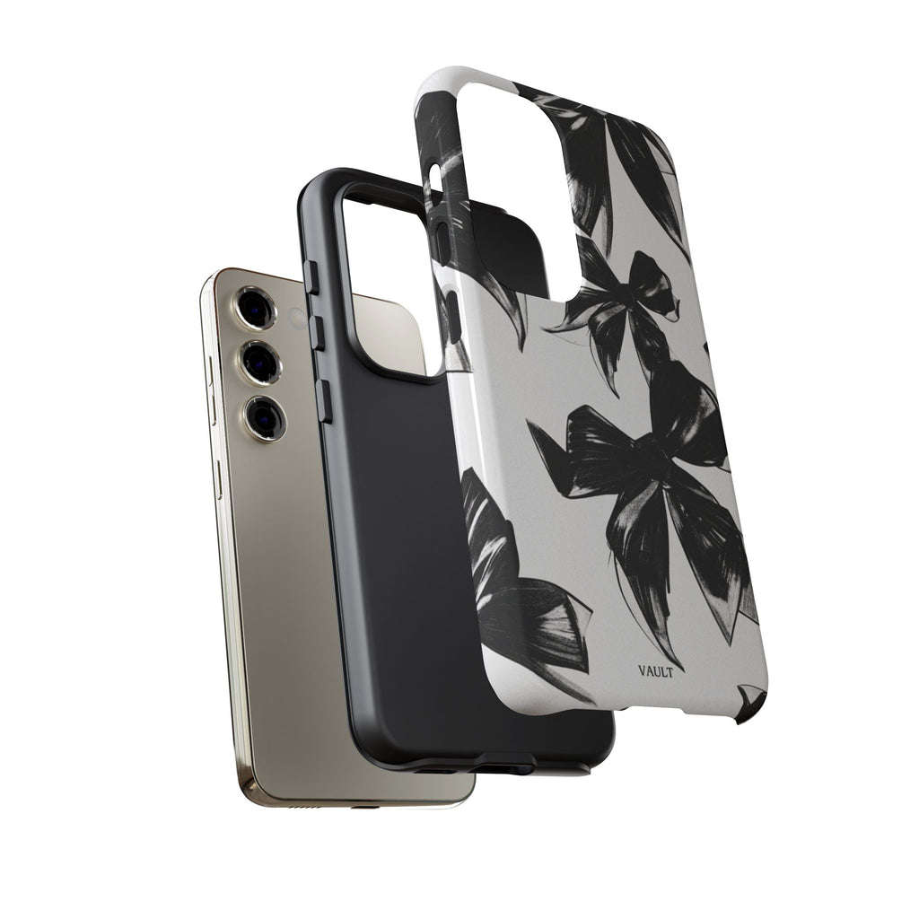 Floral Brushstroke Phone Case — Black & White Botanical Tough Case