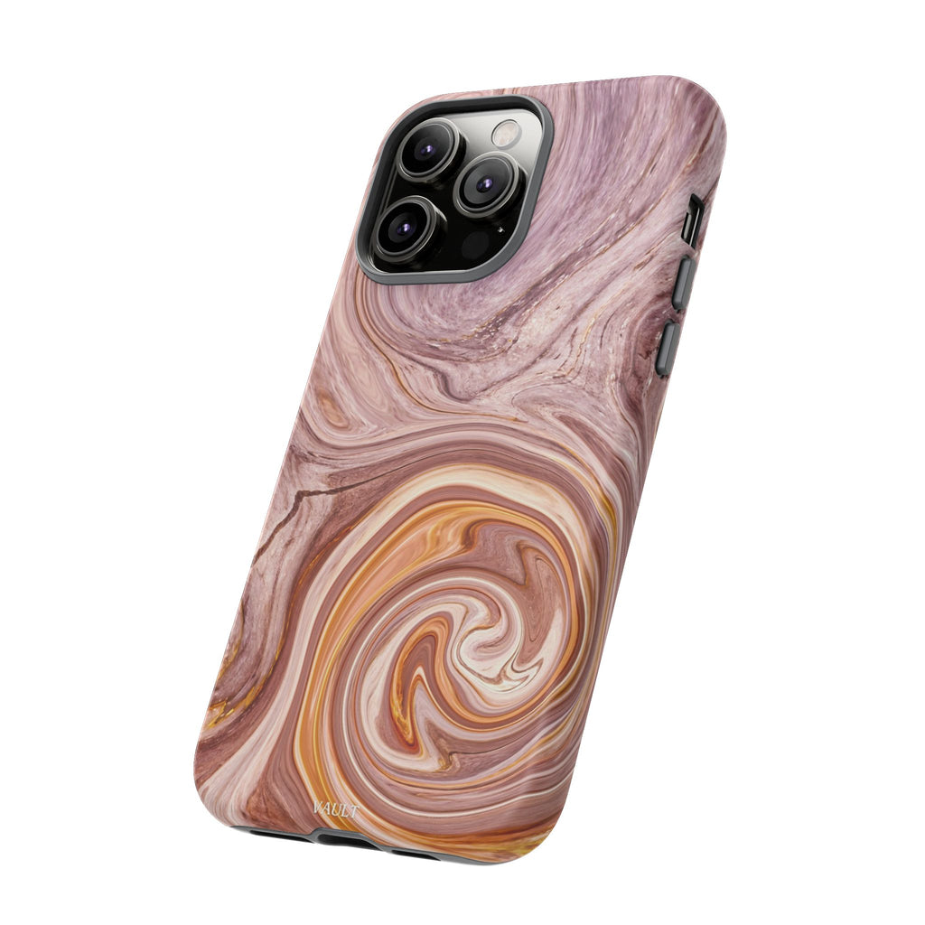 Marble Swirl Phone Case — Pink & Gold Abstract Tough Case