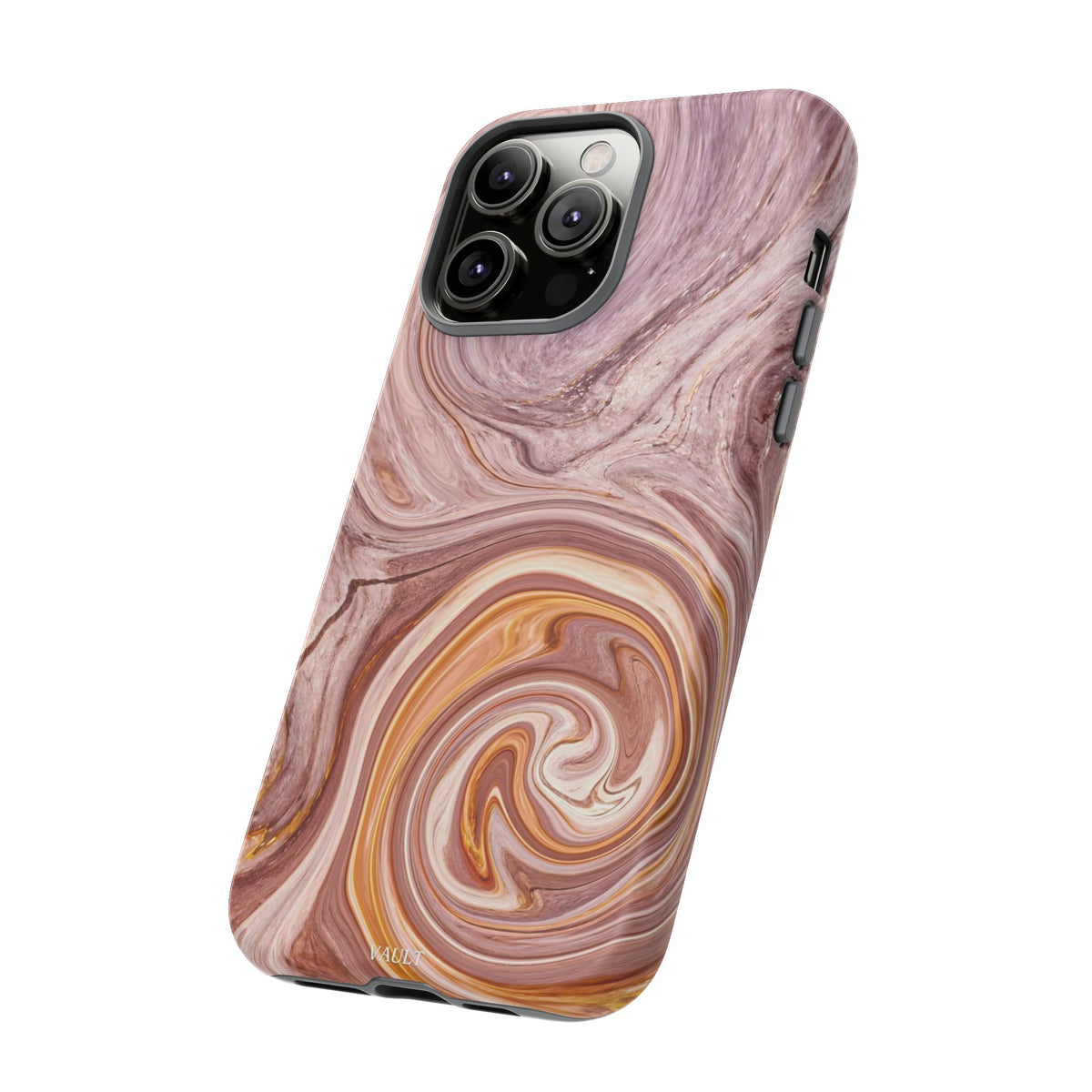 Marble Swirl Phone Case — Pink & Gold Abstract Tough Case