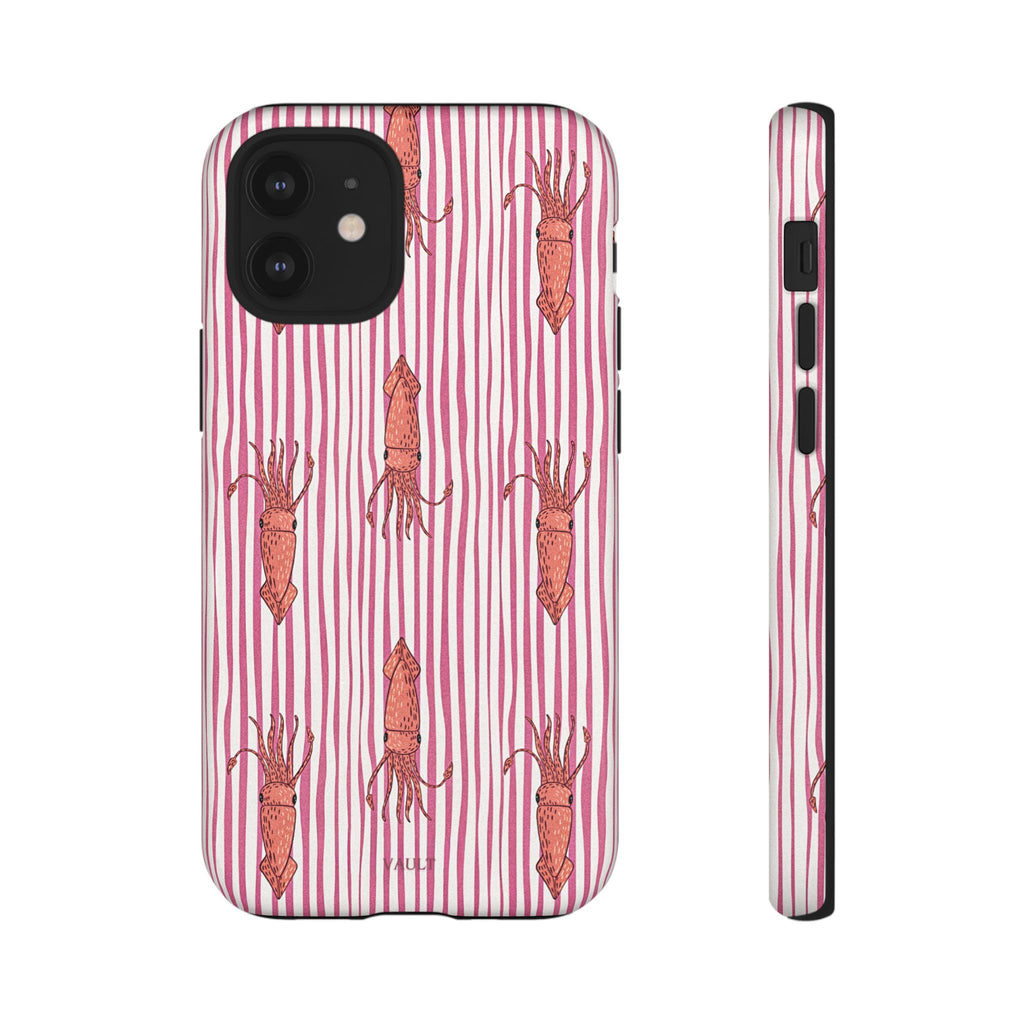 Squid Stripe Phone Case — Pink Nautical Sea Creature Pattern