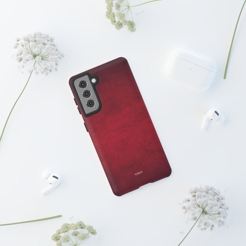 Red Leather Texture Phone Case Impact-Resistant Case