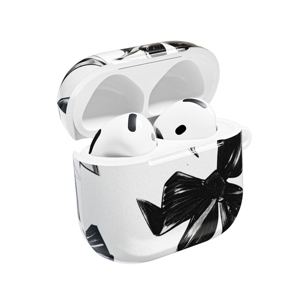 Floral Noir AirPod Case — Black & White Botanical Protective Cover