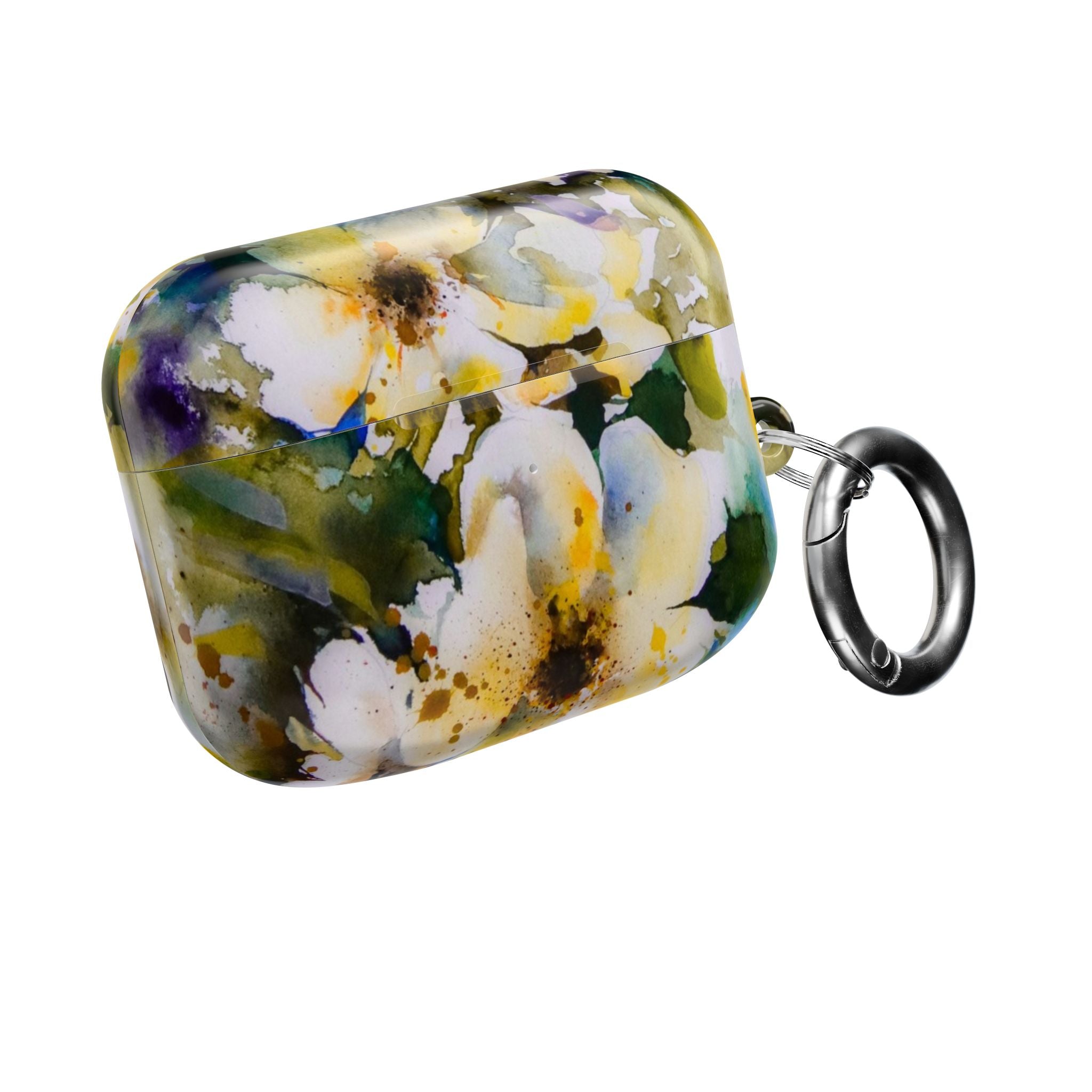 Floral Watercolor AirPod Case — White & Yellow Blossom Protective Cover