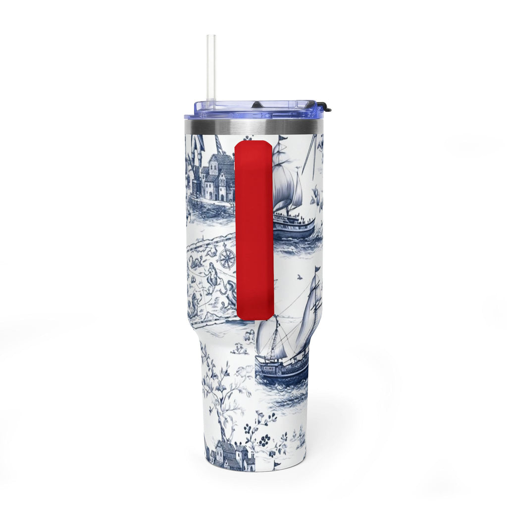 Nautical Blue Toile 40oz Thermal Tumbler