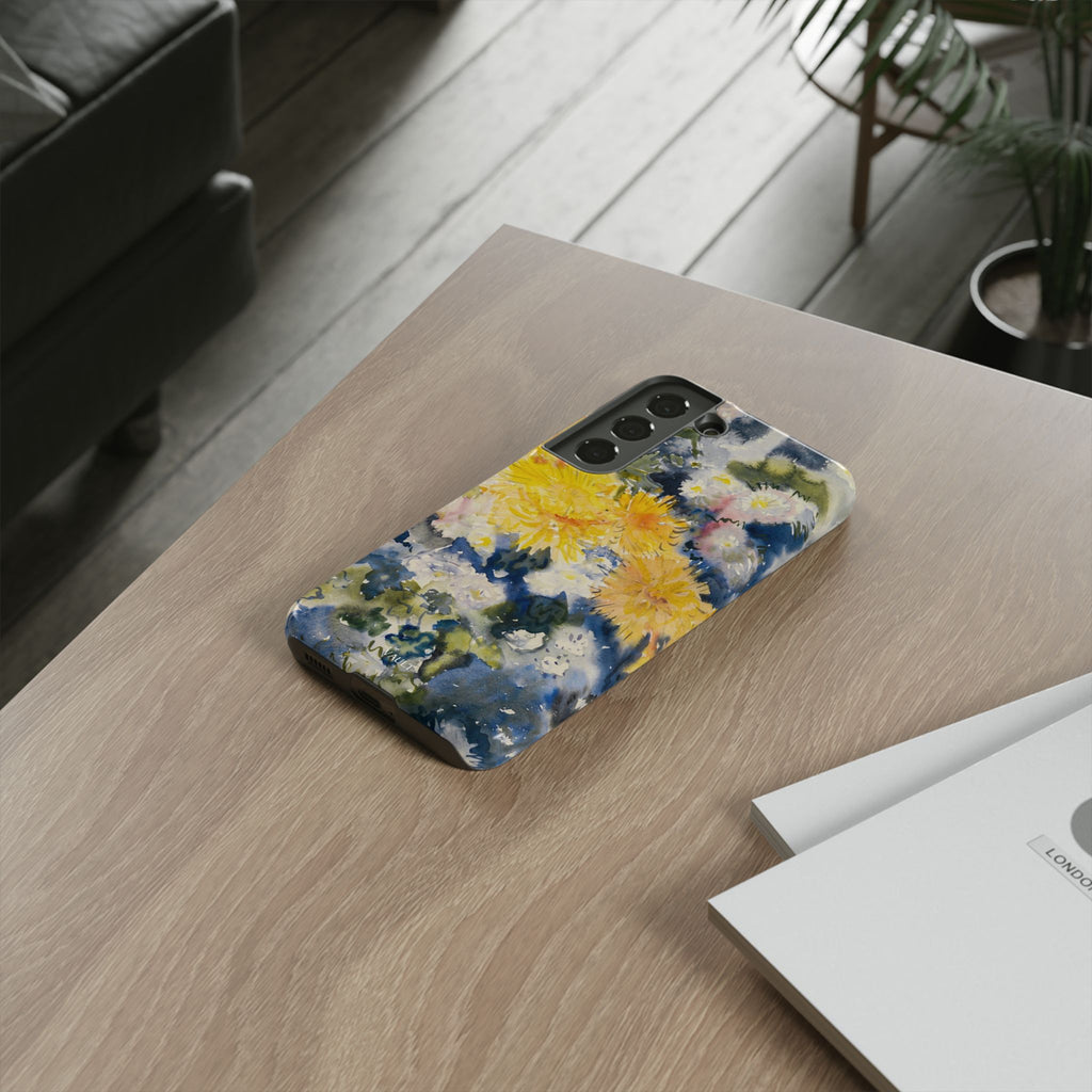 Floral Watercolor Phone Case – Yellow Chrysanthemums Design