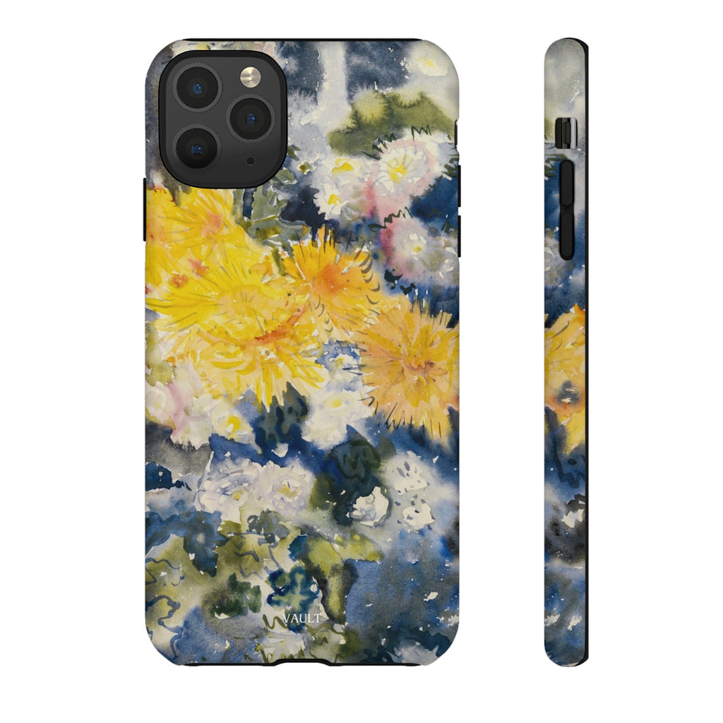 Floral Watercolor Phone Case – Yellow Chrysanthemums Design