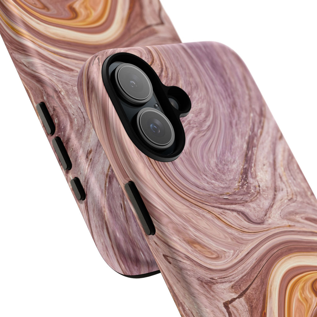 Marble Swirl Phone Case — Pink & Gold Abstract Tough Case