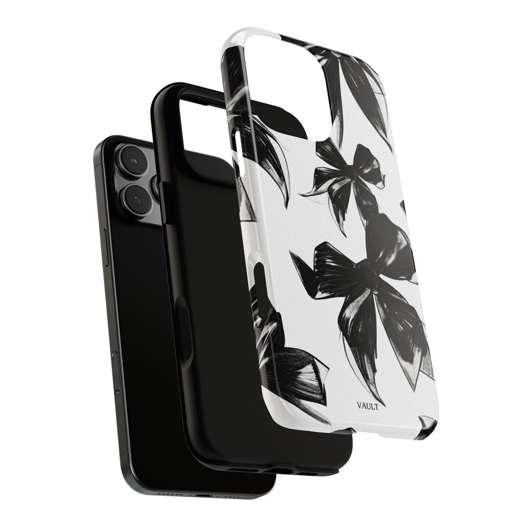 Floral Brushstroke Phone Case — Black & White Botanical Tough Case