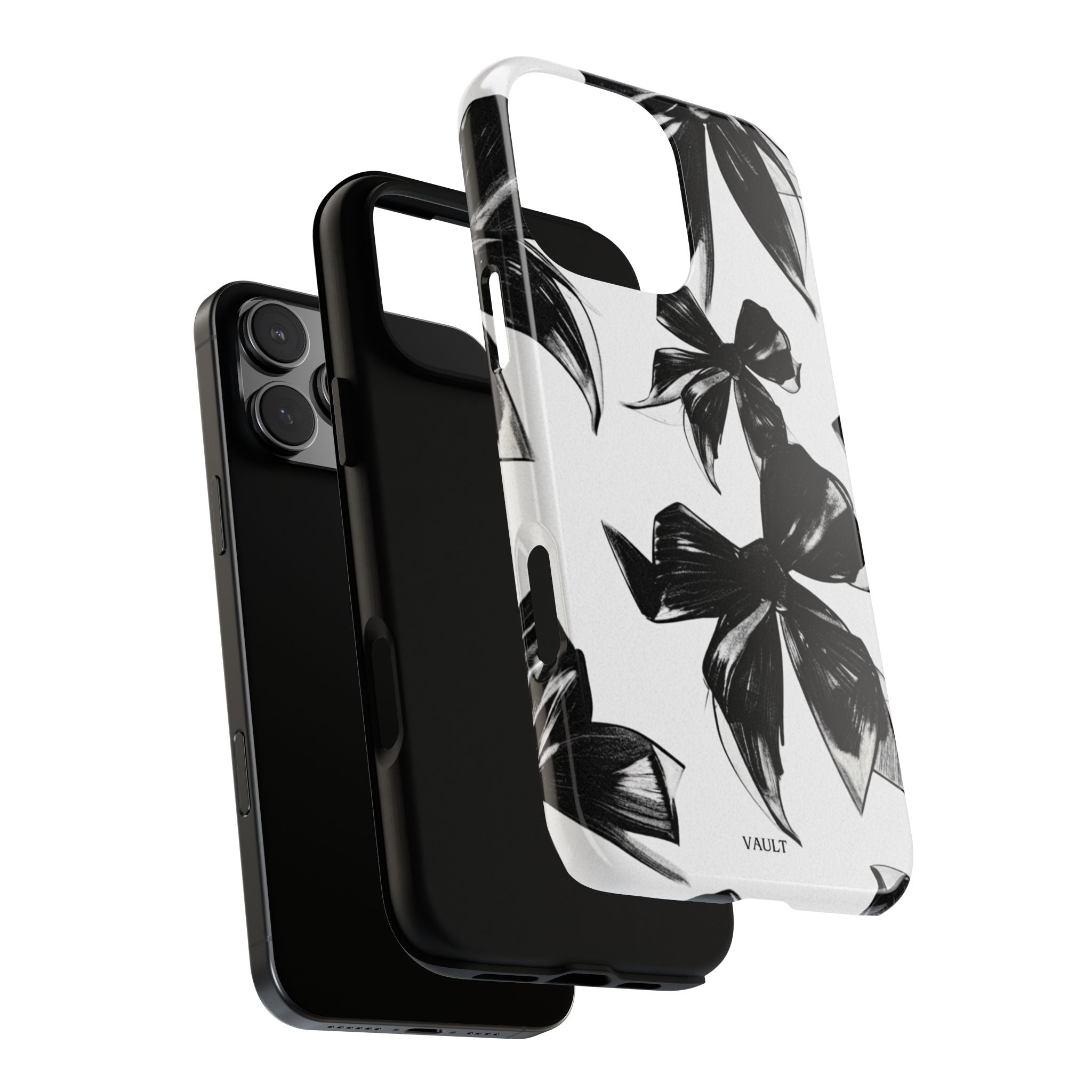 Floral Brushstroke Phone Case — Black & White Botanical Tough Case