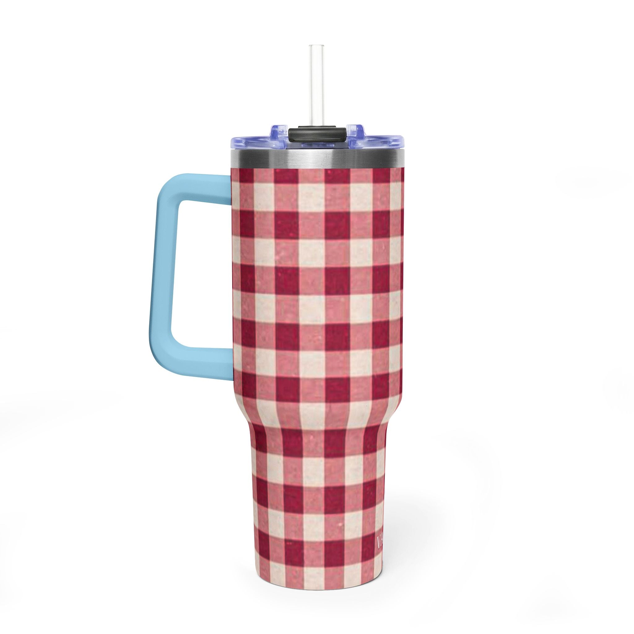 40oz Vacuum Tumbler — Red Buffalo Plaid Insulated Travel Mug
