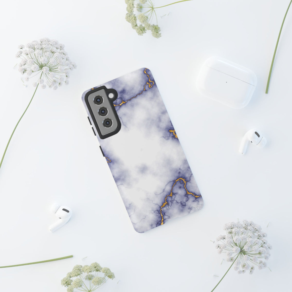 Purple Marble Tough Phone Case with Gold Veins